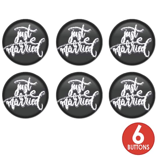 Beistle 2" Black & White Just Married Buttons, 6ct.